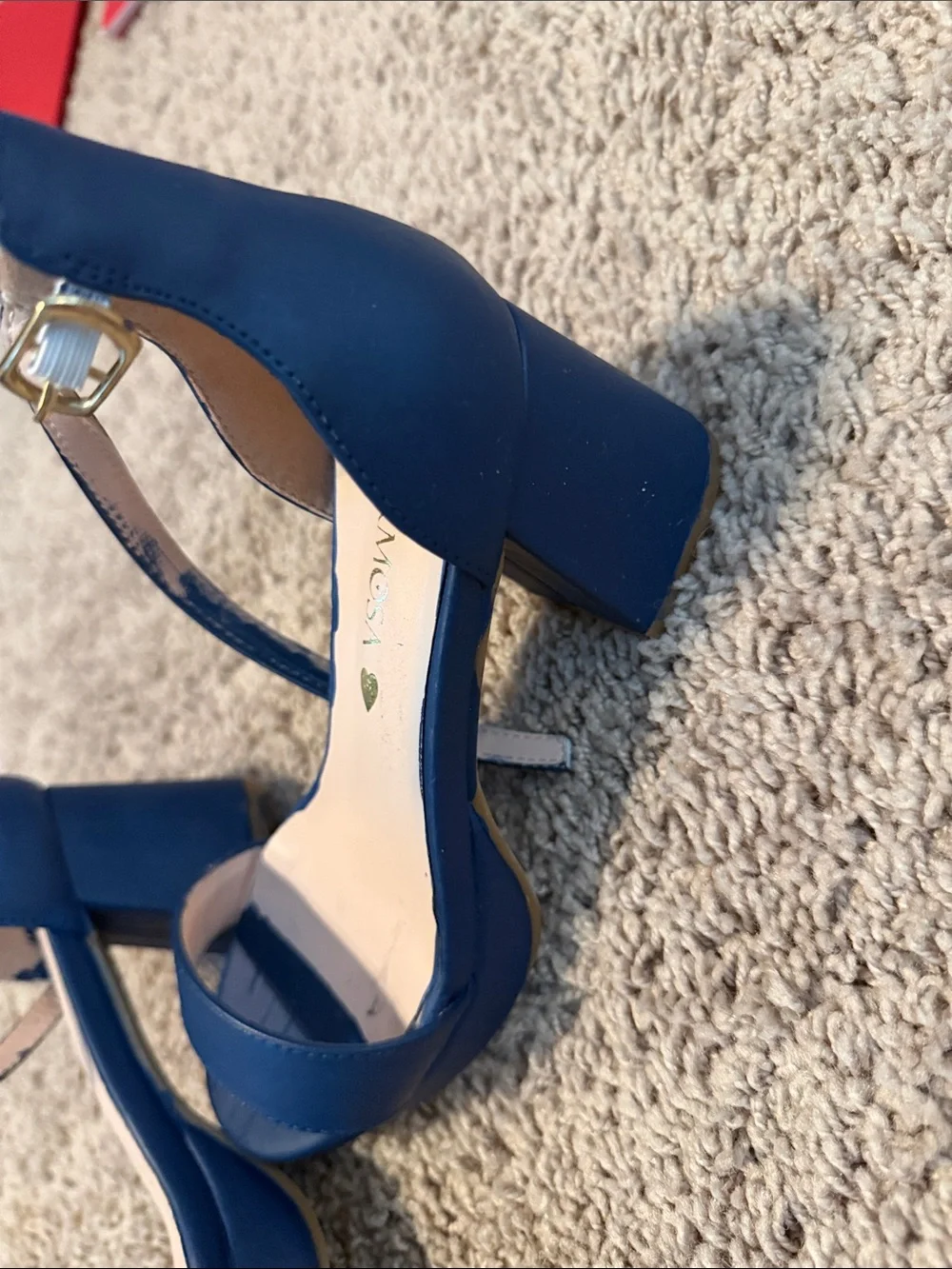 Girls' Navy Block Heel Sandals with Ankle Strap